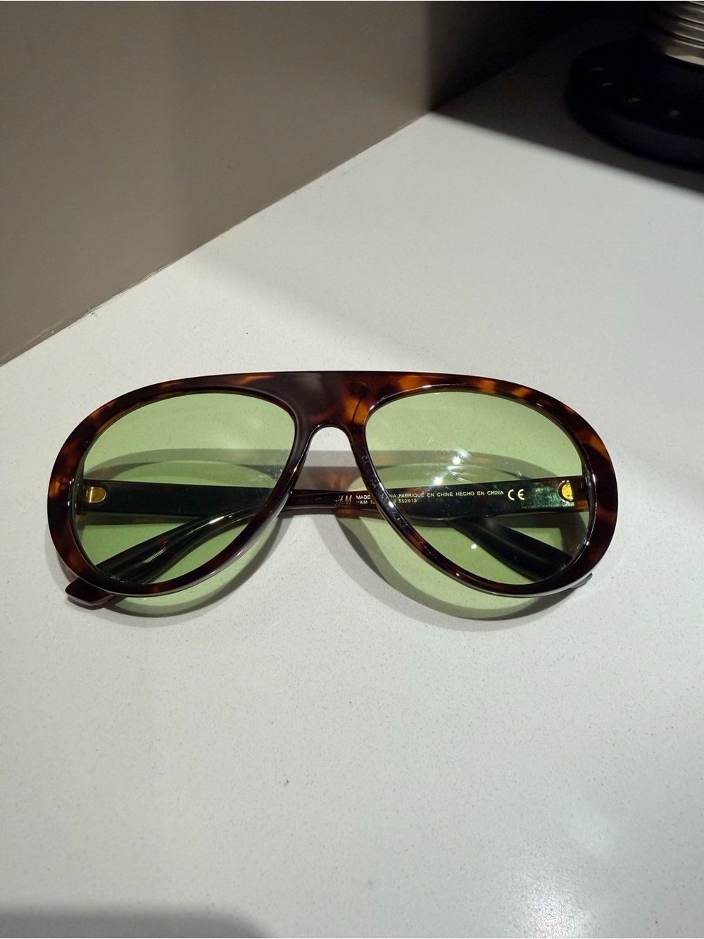 H&M Tortoiseshell Aviator Sunglasses with Green Lenses